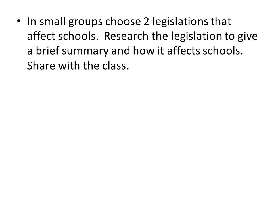 Task 4 Legislation Affecting Schools